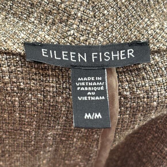Eileen Fisher Driftwood Cotton Slub Tweed Open Front Blazer Jacket - Picture 11 of 12
